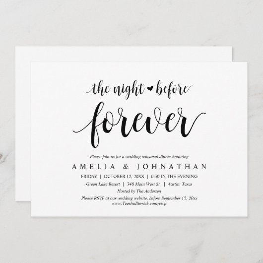 Die Nacht vor der Ewigkeit, Hochzeitsessen Probe Einladung (Vorne/Hinten)
