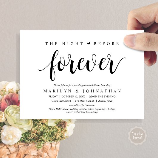 Die Nacht vor der Ewigkeit, Hochzeitsessen Probe Einladung