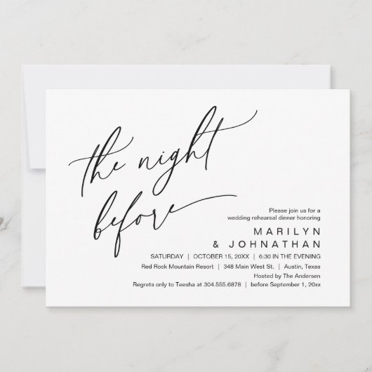 Die Nacht vor der Hochzeit Probe Abendessen Party Einladung (Vorderseite)