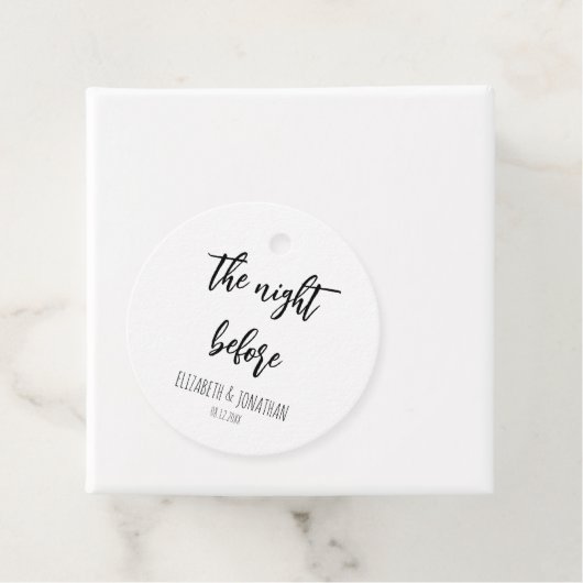 Die Nacht vor der Hochzeit Probe Dinner Geschenkanhänger (Beispiel)