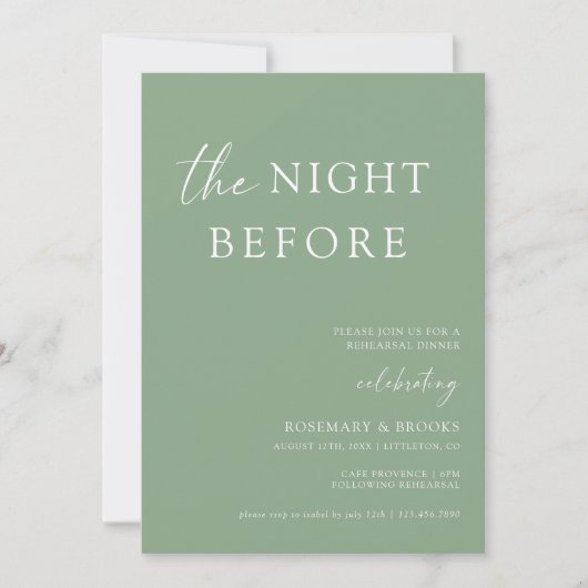 Die Nacht vor der Hochzeit Probe Dinner Invitati Einladung (Vorderseite)