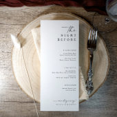 Die Nacht vor der Hochzeit Probe Dinner Menükarte