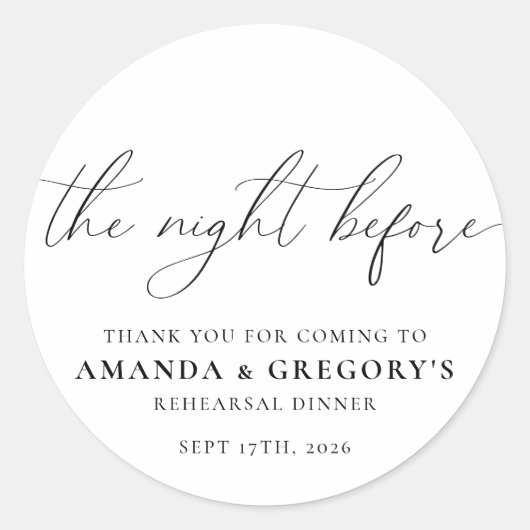 Die Nacht vor der Hochzeit Probe Dinner Runder Aufkleber (Vorderseite)