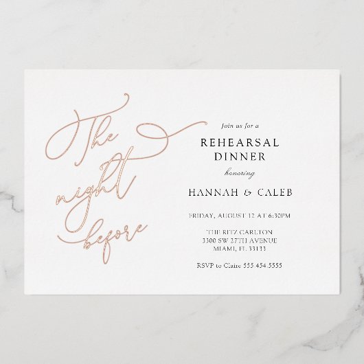 Die Nacht vor der Hochzeit Probe real Folieneinladung (Vorderseite)