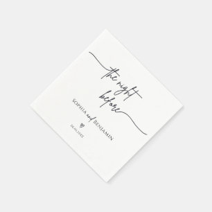 Die Nacht vor der Kalligrafie-Herz-Hochzeitsservie Serviette