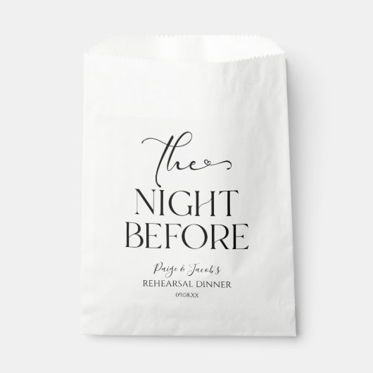 Die Nacht vor der kleinen Hochzeit Probe Dinner Geschenktütchen (Vorderseite)