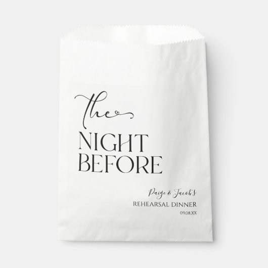 Die Nacht vor der kleinen Hochzeit Probe Dinner Geschenktütchen (Vorderseite)