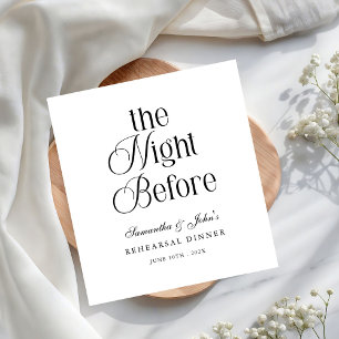 Die Nacht vor der modernen eleganten Hochzeitsprob Serviette