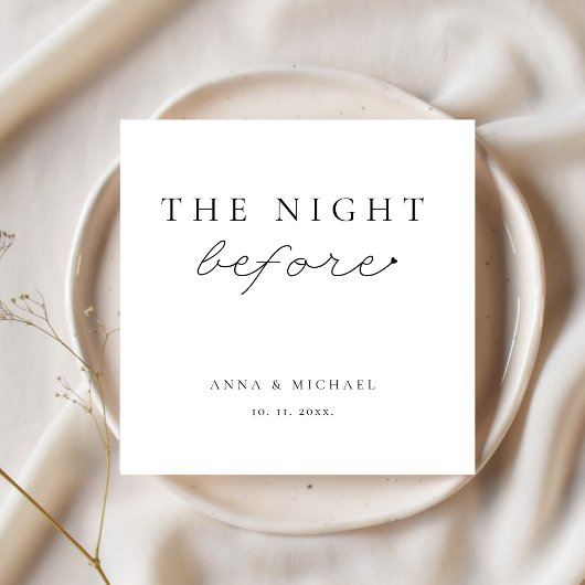 Die Nacht vor der modernen Hochzeitsfeier Probe Serviette