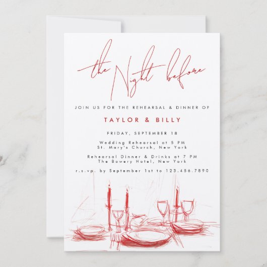 Die Nacht vor der modernen Roten Hochzeit-Probe Einladung (Vorderseite)