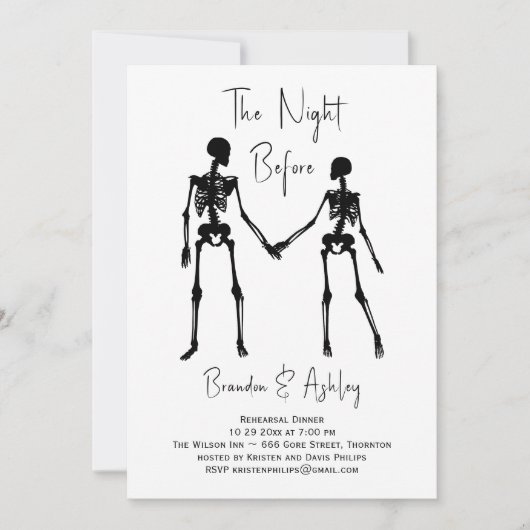 Die Nacht vor der Probe Abendessen Einladung weiß (Vorderseite)