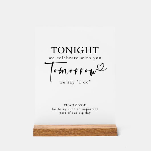 Die Nacht vor der Probe Abendessen in Weiß Moderne Acrylschild (Vorderseite)