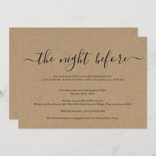 Die Nacht vor der Probe Einladung (Vorne/Hinten)