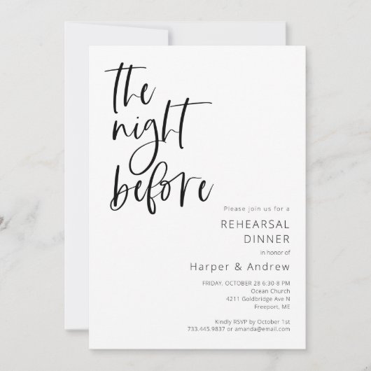 Die Nacht vor der Probe Einladung (Vorderseite)