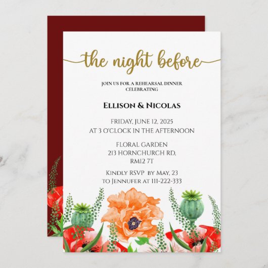 Die Nacht vor der Probe Einladung (Vorne/Hinten)