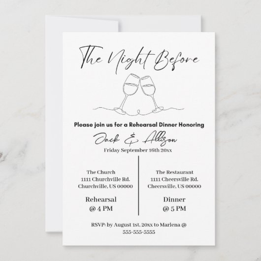 Die Nacht vor der Probe Einladung (Vorderseite)