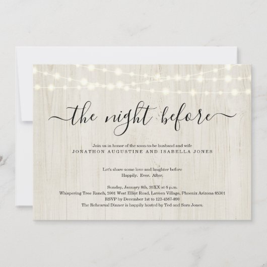 Die Nacht vor der Probe Einladung (Vorderseite)