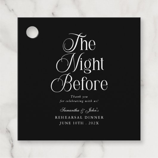 Die Nacht vor der Probeabendessen-Dankeschön Geschenkanhänger (Vorderseite)