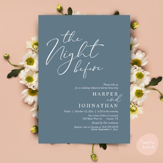 Die Nacht vor der romantischen Hochzeitsprobe-Dinn Einladung