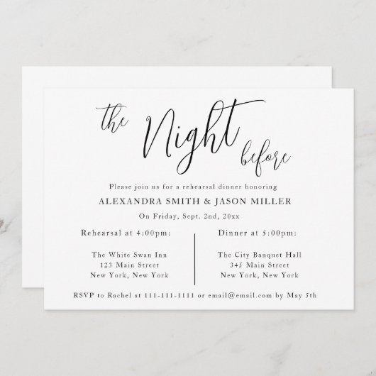 Die Nacht vor der schicken Probe Einladung (Vorne/Hinten)