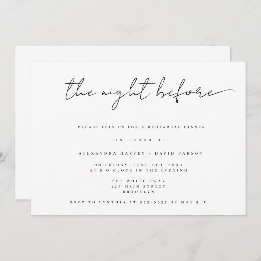 Die Nacht vor der schicken Probe Einladung (Vorne/Hinten)