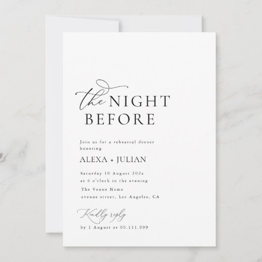 Die Nacht vor der Schwarz-Weiß-Probe Einladung (Vorderseite)