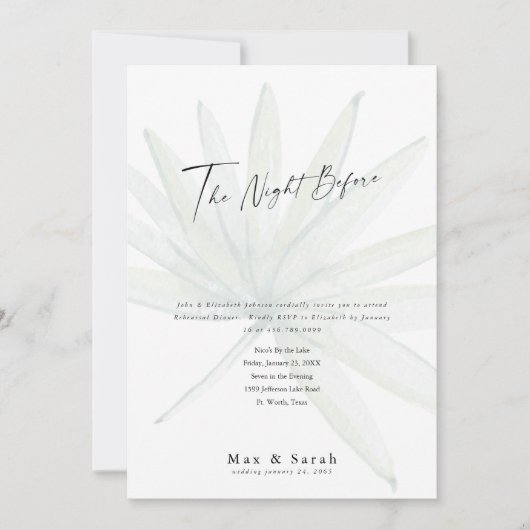 Die Nacht vor der tropischen Hochzeitsfeier Probe Einladung (Vorderseite)