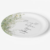 Die Nacht vor Dusty Sage Green Blume Hochzeit Pappteller (Schrägansicht)