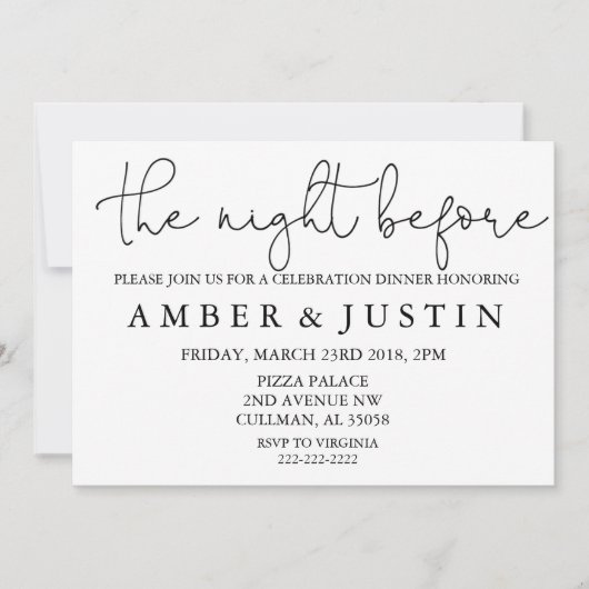 Die Nacht vor | Einladung (Vorderseite)