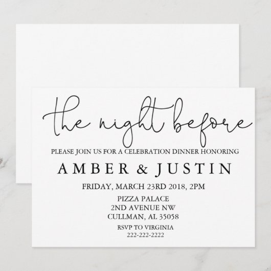 Die Nacht vor | Einladung (Vorne/Hinten)