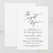 Die Nacht vor, schwarz, Hochzeit Probe Abendessen Einladung (Vorne/Hinten)