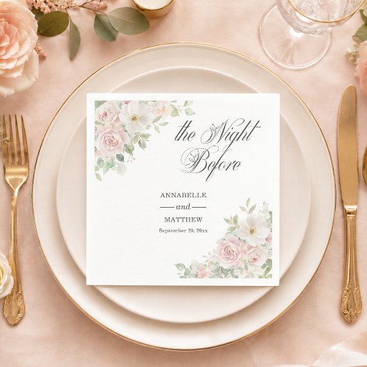 Die Nacht vor Soft Blush Roses Hochzeit Serviette