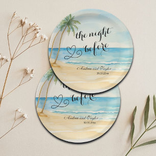 Die Nacht vor Strand und Palmen Hochzeiten Pappteller