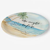 Die Nacht vor Strand und Palmen Hochzeiten Pappteller (Schrägansicht)