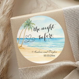 Die Nacht vor Strand und Palmen Hochzeiten Runder Aufkleber
