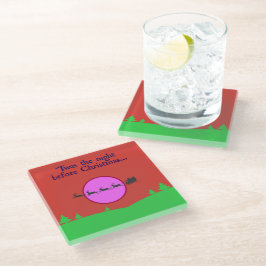 Die Nacht vor Weihnachten rot und grün Glasuntersetzer