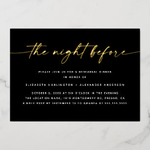 Die Nacht Vorher Gold Schrift Probeessen Einladu Folieneinladung