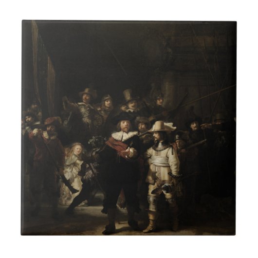 Die Nachtwache von Rembrandt van Rijn Fliese (Vorderseite)