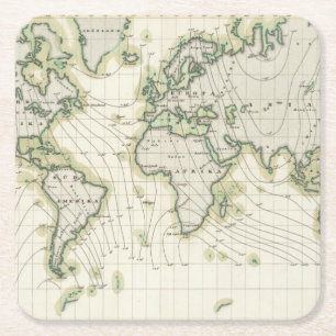 Die Nadelabweichung der Welt Rechteckiger Pappuntersetzer