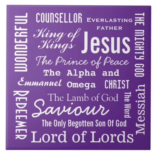Die Namen des weißen Texts Jesu Fliese (Vorderseite)