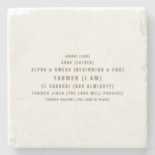 Die Namen Gottes Typografie Christliches Gold Steinuntersetzer