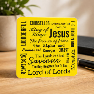 Die Namen Jesu Gelb Quadratischer Aufkleber