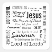 Die Namen von Jesus-Skripttext Quadratischer Aufkleber (Vorderseite)