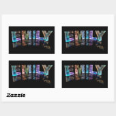 Die Namensemily in 3D beleuchtet (Fotografie) Rechteckiger Aufkleber (Blatt)