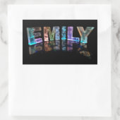 Die Namensemily in 3D beleuchtet (Fotografie) Rechteckiger Aufkleber (Tasche)