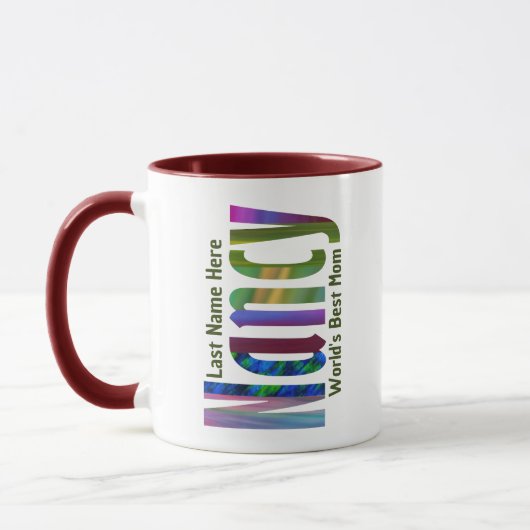 Die "Nancy" in Fun, Helle und farbenfrohe Kunst Tasse (Links)