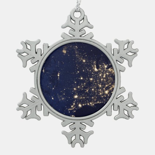 Die NASA-Lichter vom Raum USA Schneeflocken Zinn-Ornament (Vorderseite)