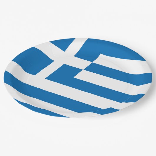 Die Nationalflagge Griechenlands Pappteller (Schrägansicht)
