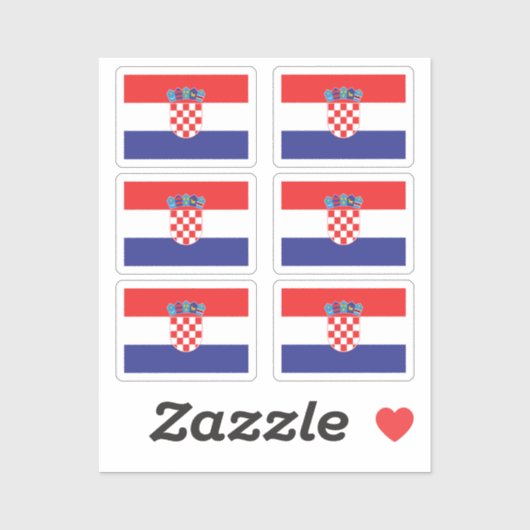 Die Nationalflagge Kroatiens mit 6 Aufkleber (Blatt)