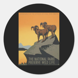 Die Nationalparks erhalten das wilde Leben Runder Aufkleber